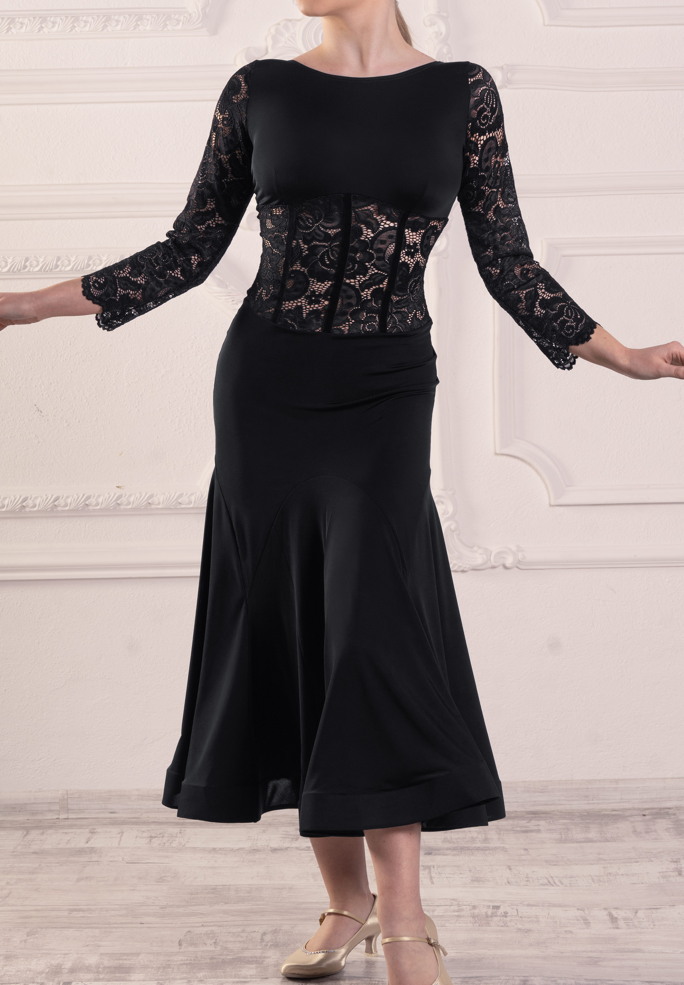 Dance Box Emma Ballroom Dress P23120024-01 Black