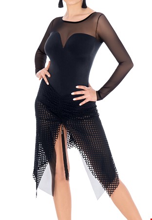 Dance Box Sofia Latin Dance Dress P20120006-01 Black