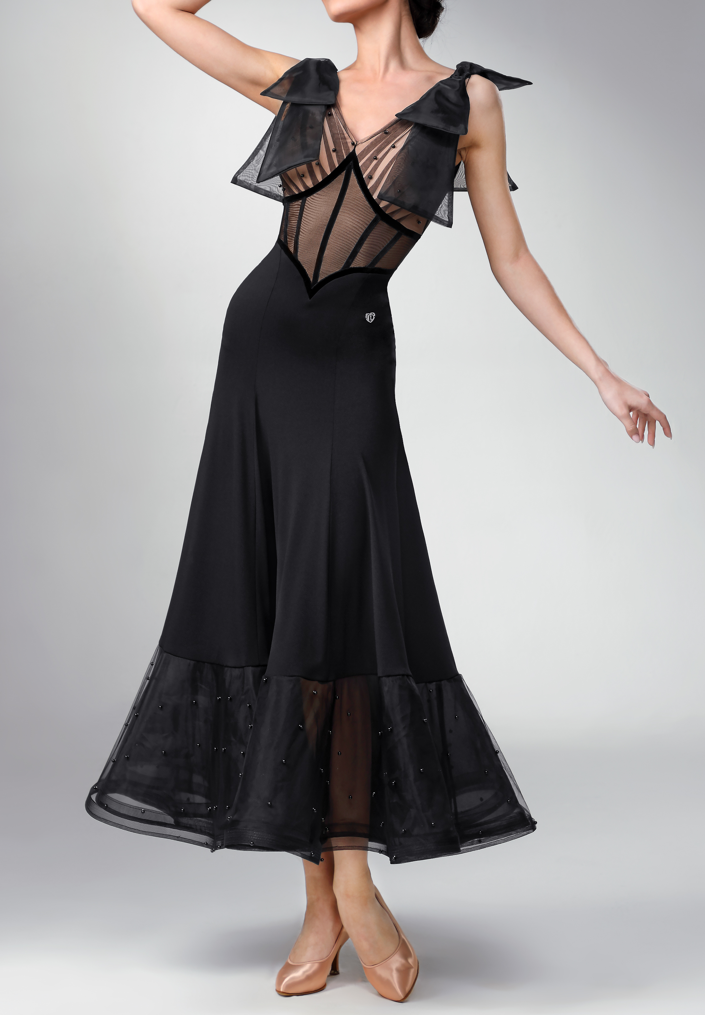 TID Vintage Bow Ballroom Dress M347-Black