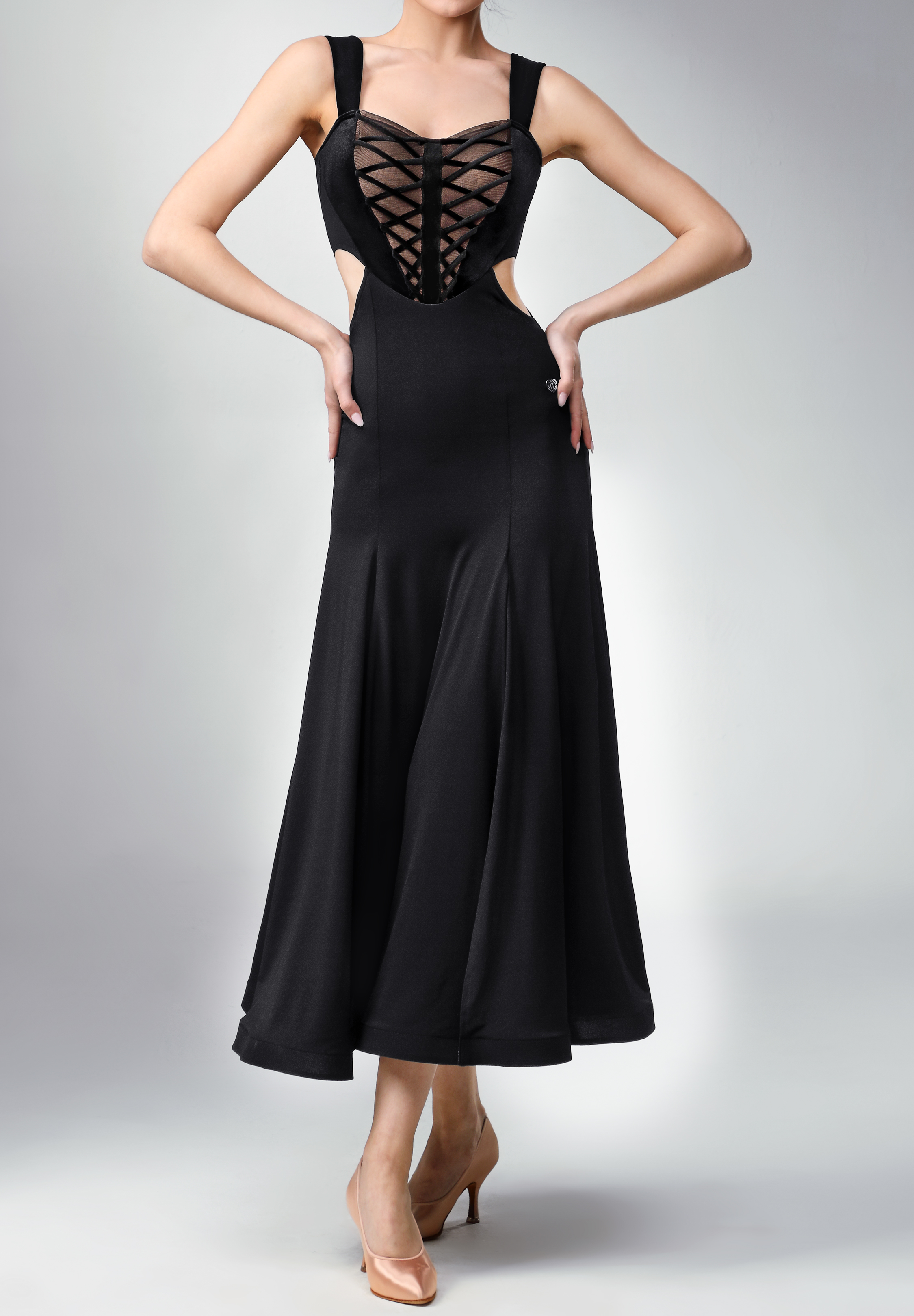 TID Velvet Sweetheart Smooth Dress M352-Black