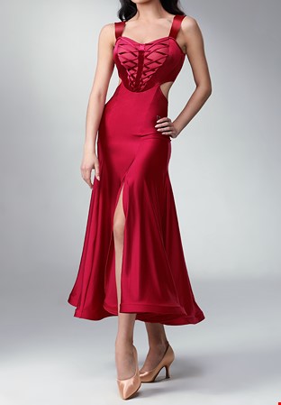 TID Velvet Sweetheart Smooth Dress M352-Cherry Red