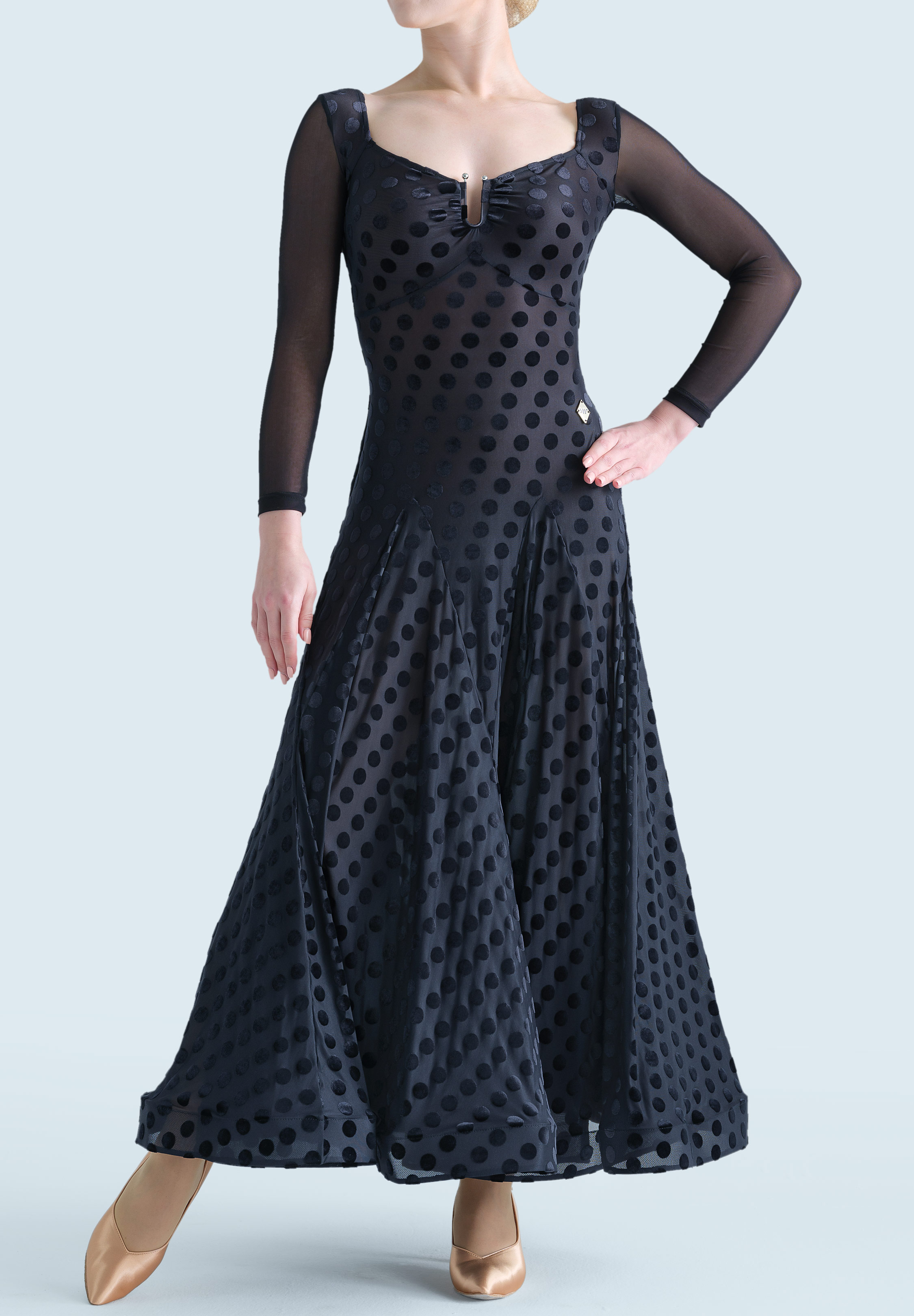 MF Moonlit Polka Smooth Dress M380-Black