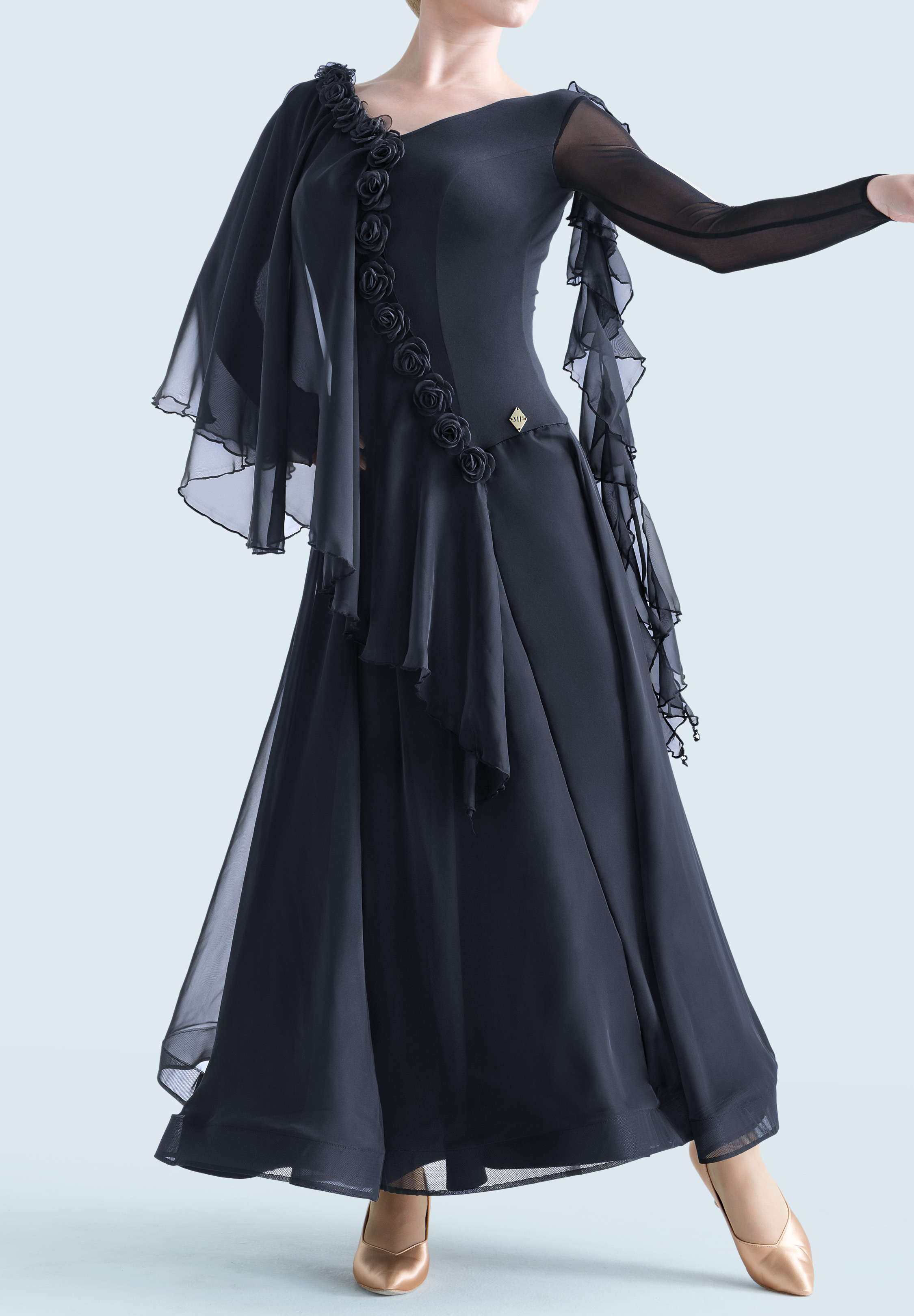 MF Rose Veil Ballroom Dress M384-Black