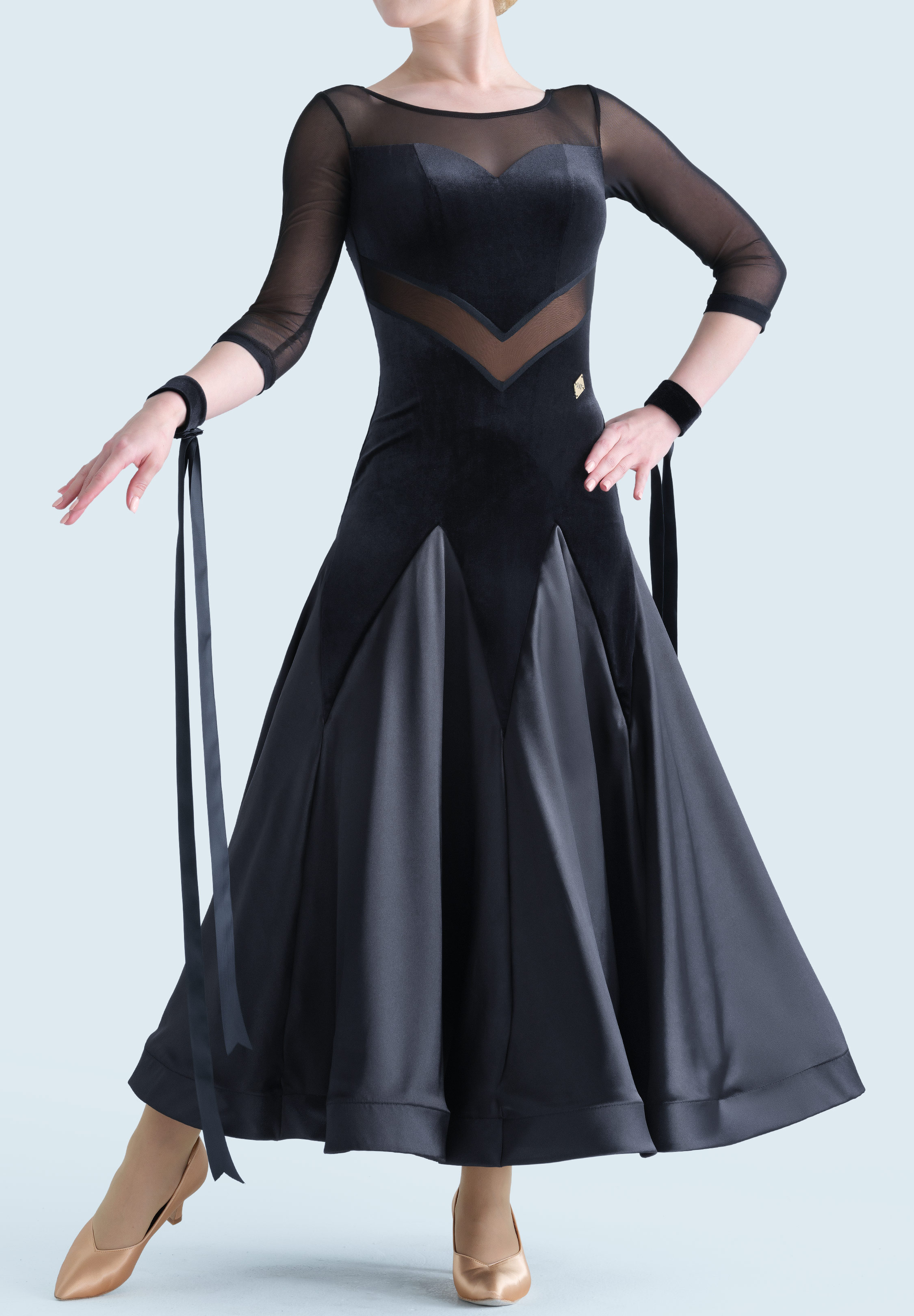 MF Mesh Noir Ballroom Dress M407-Black