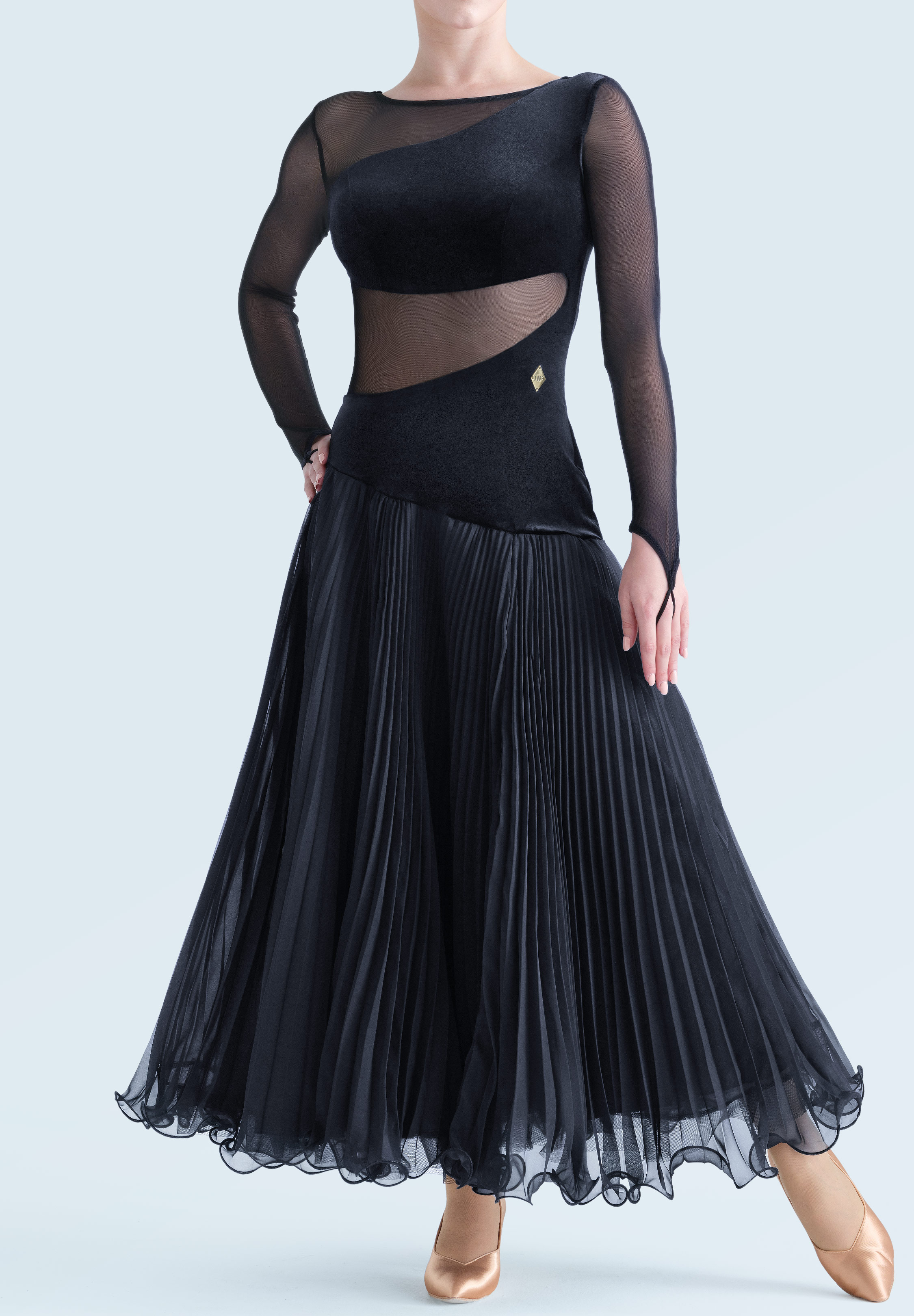MF Frilled Eclipse Ballroom Dress M425-Black