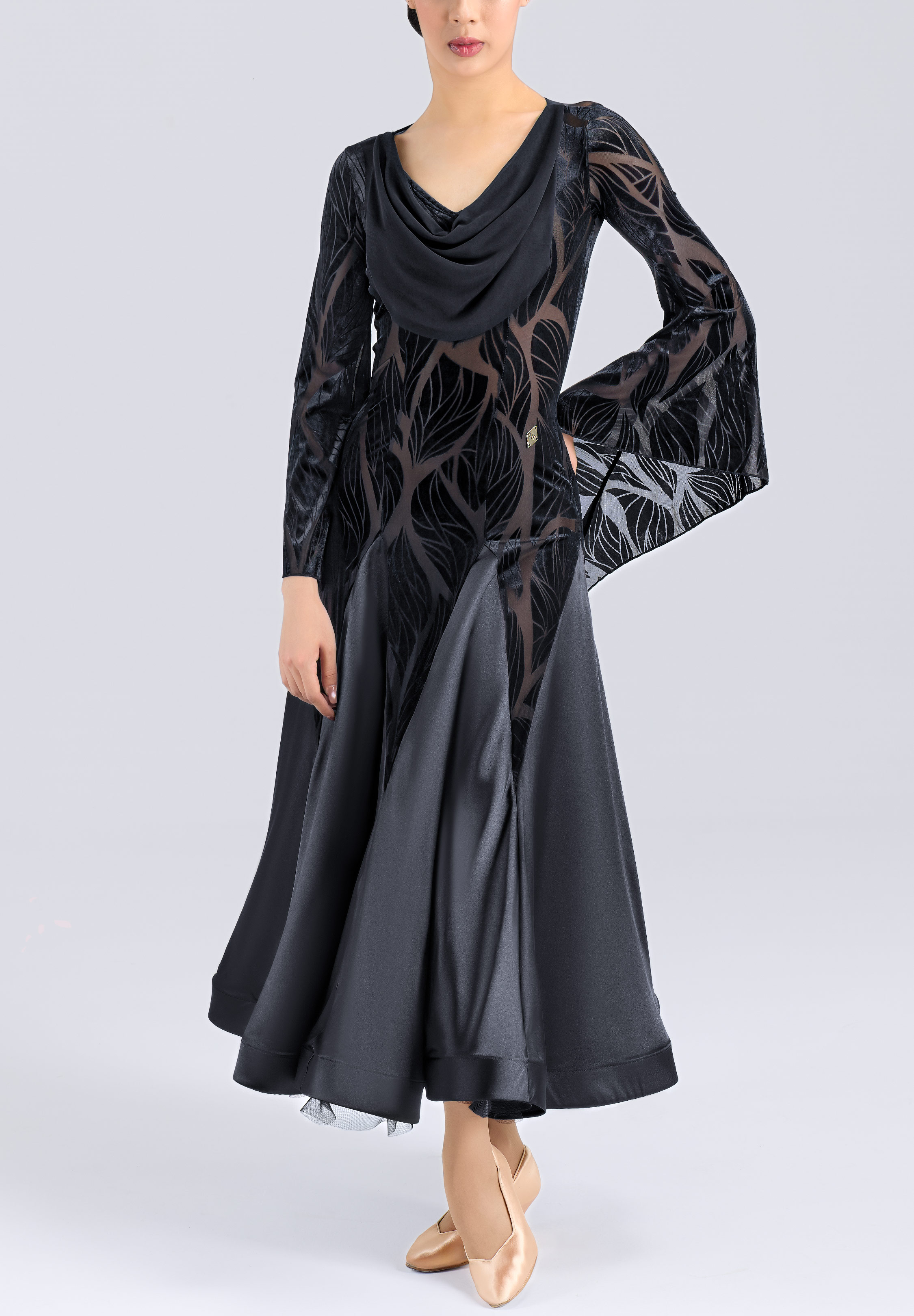MF Leaf Mirage Ballroom Gown M442-Black