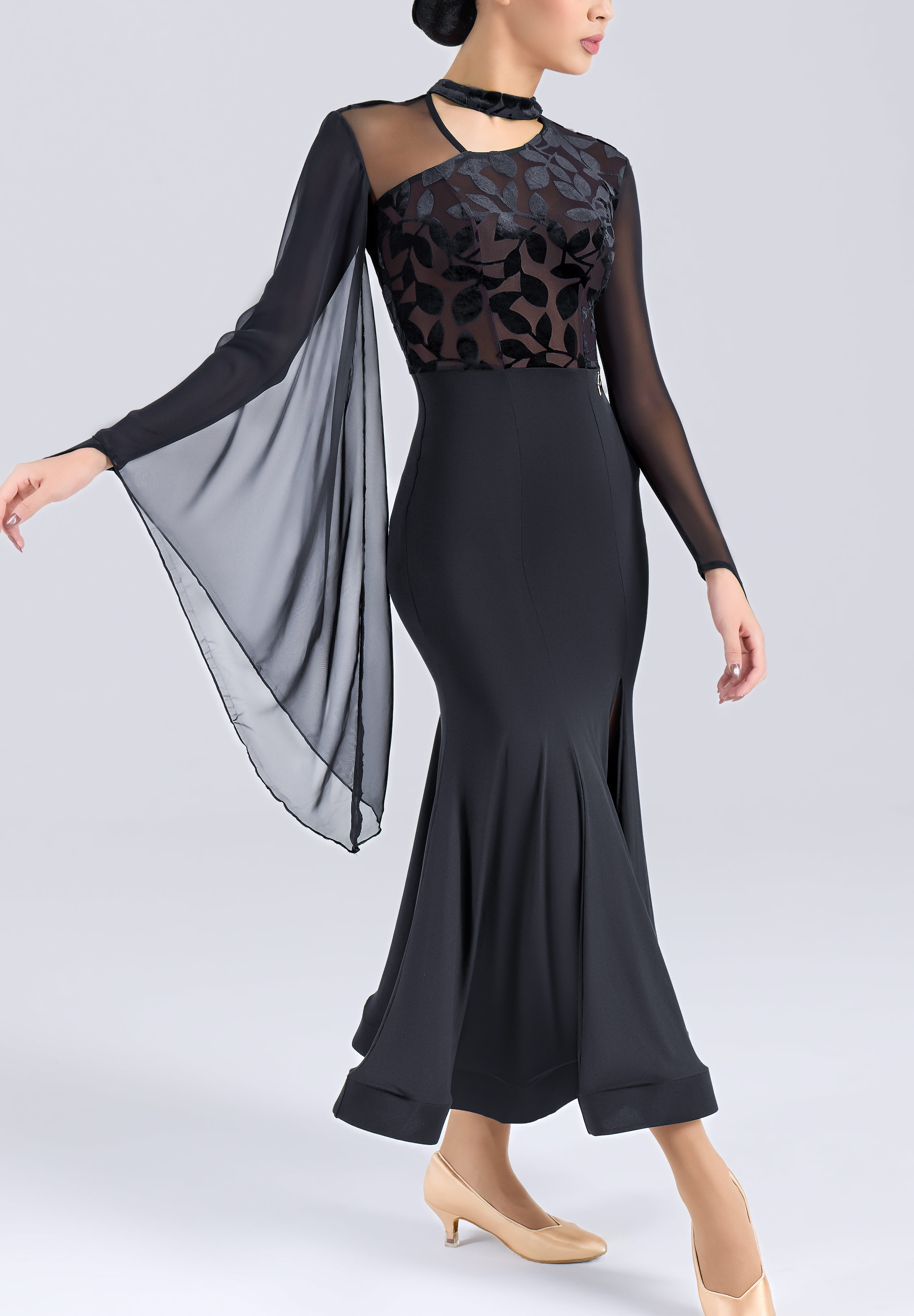 MF Drifting Vine Smooth Dress M452-Black
