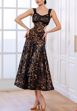 TID Floral Lace Ballroom Dress D014-Black/Lace