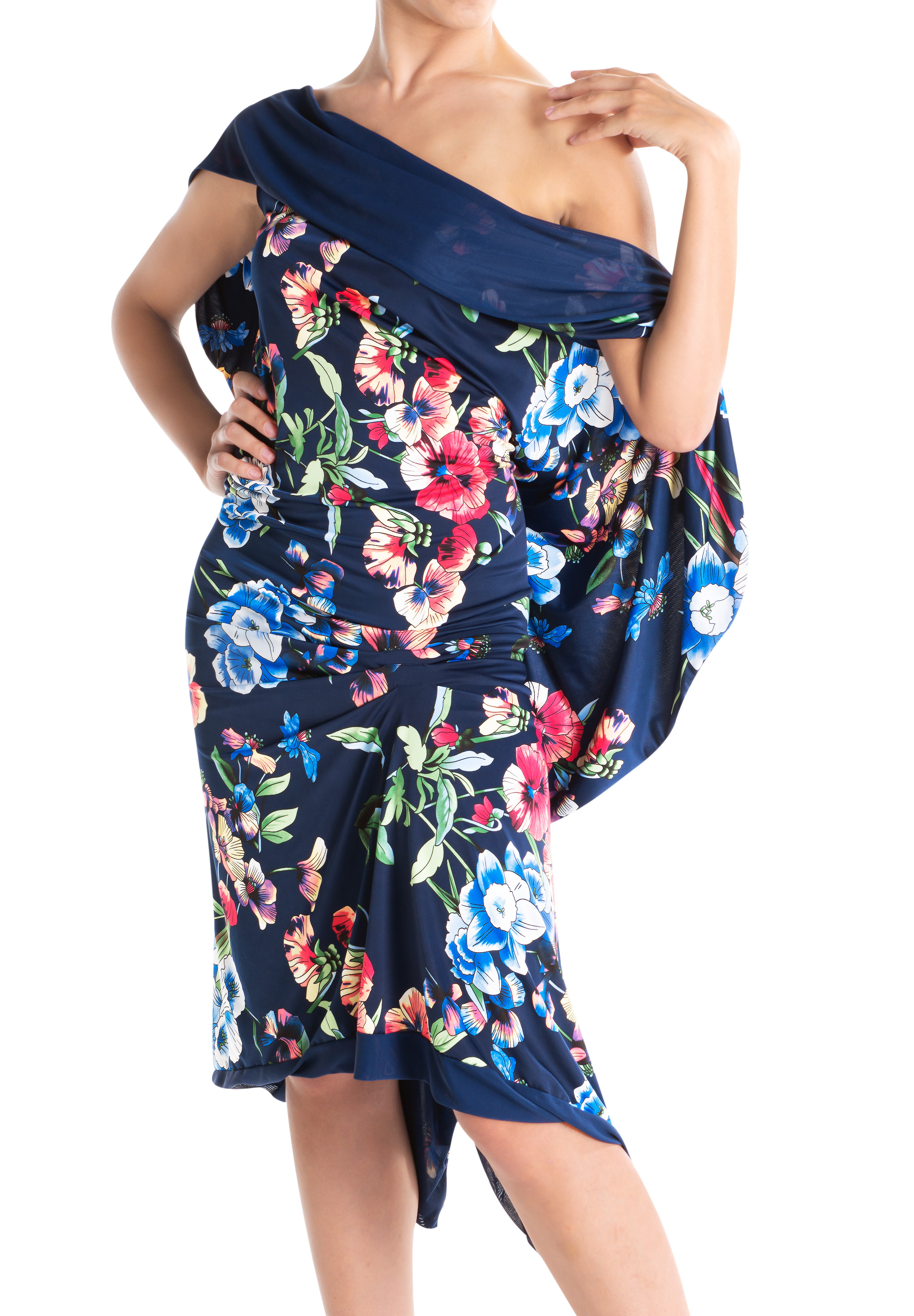 Victoria Blitz Mantova Latin Dance Dress-Flower Print w/ Navy