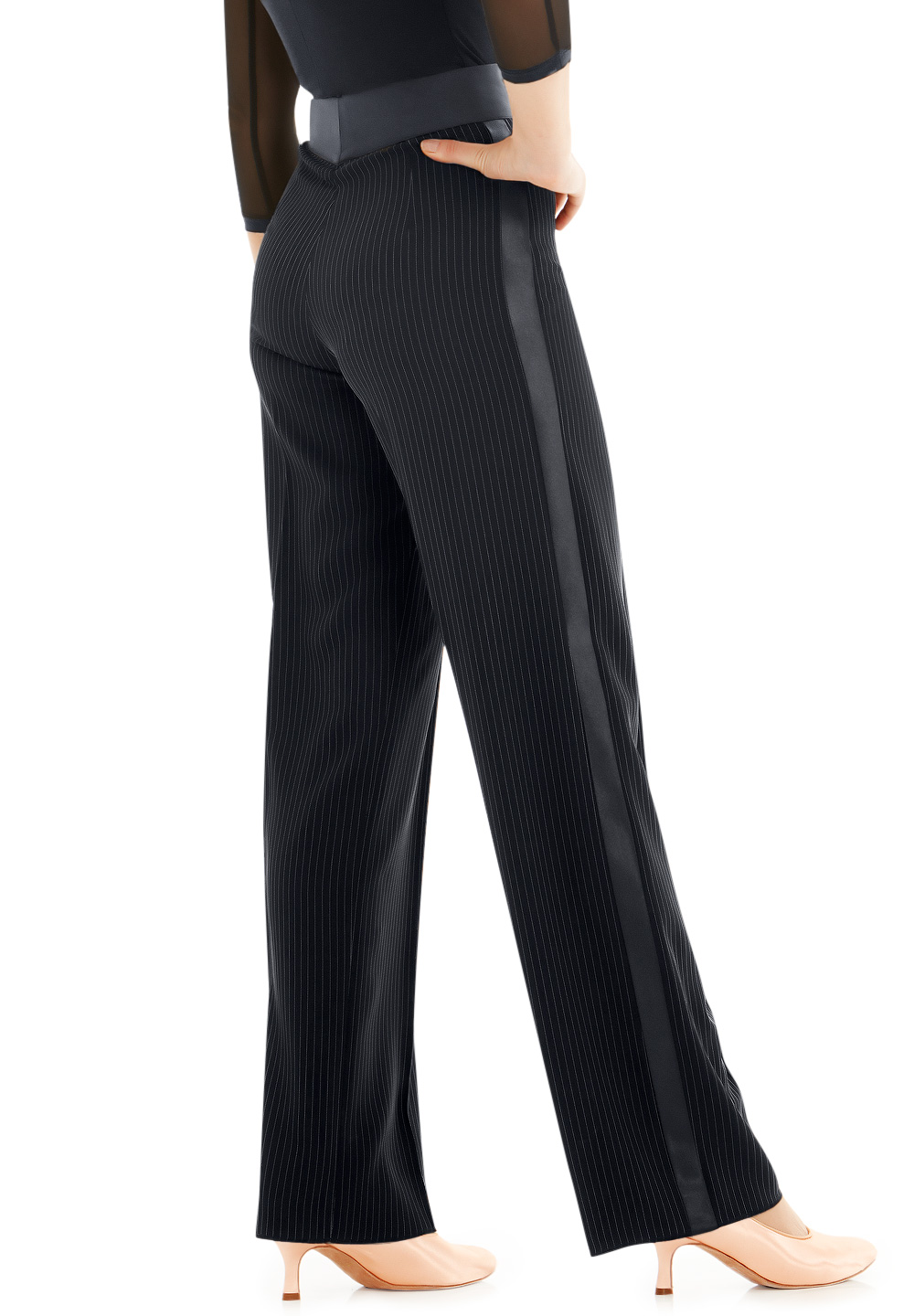 Satin stripe trousers on sale