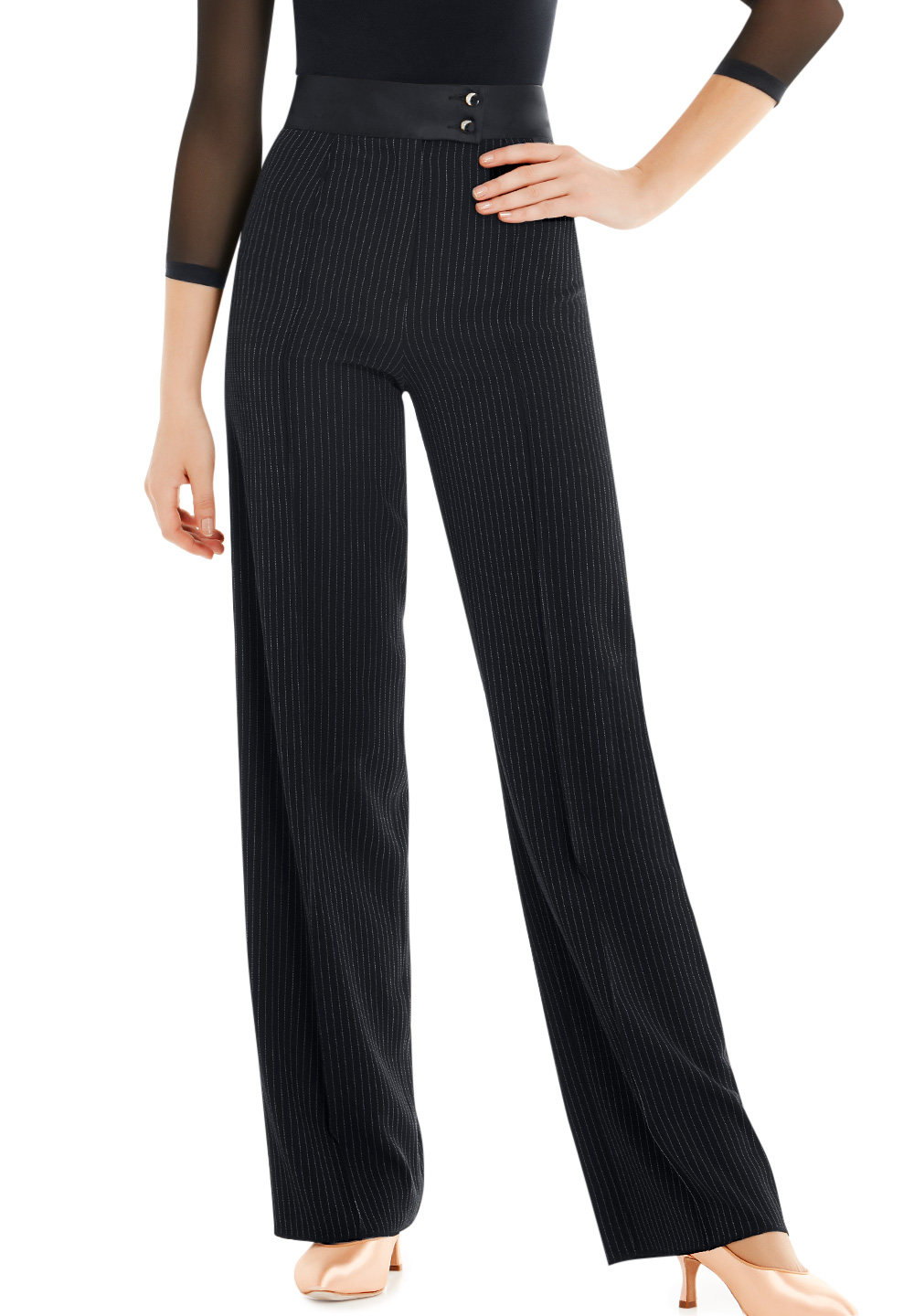 Armando Ladies Striped Pants w/ Satin Binding 00052-Black/White Stripe