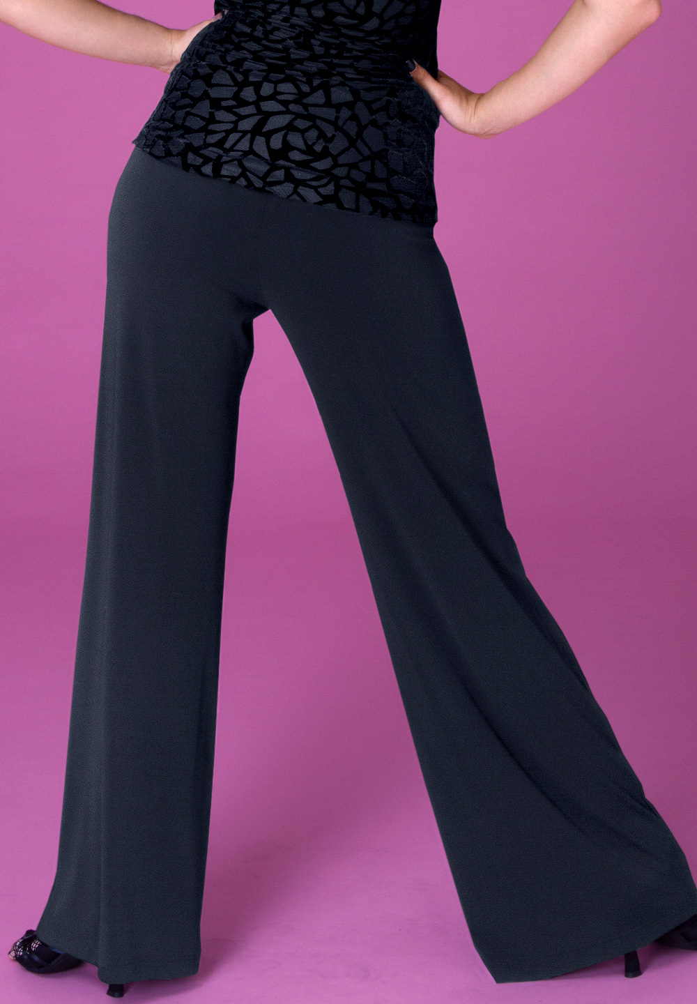 purple flare trousers