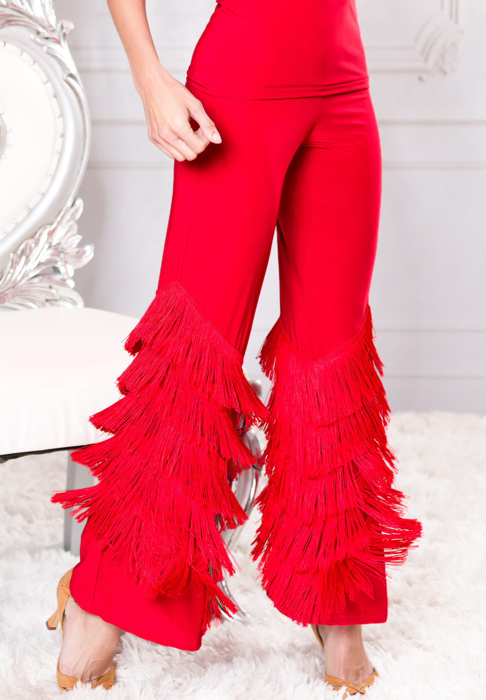 pink fringe pants