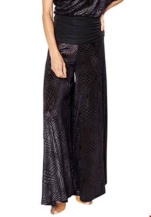 Dance America P2406 - Extra Wide Palazzo Dance Pants-Black with Copper