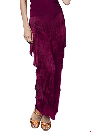 Dance America P2410 - Full Fringe Pants-Wine