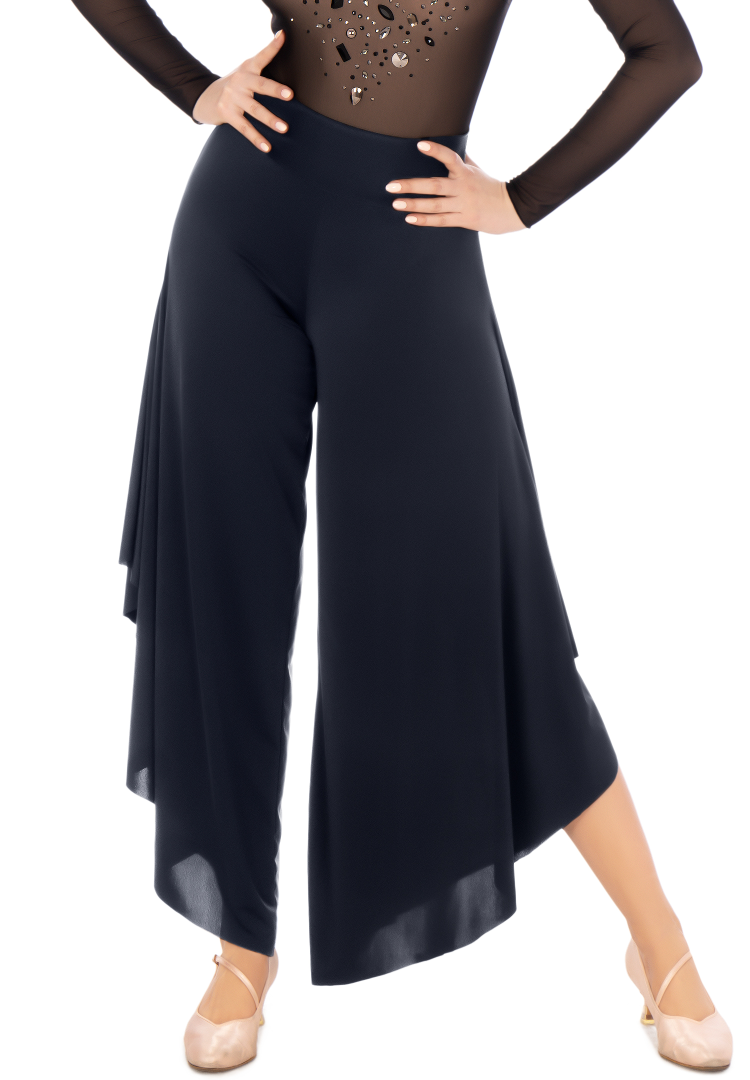 Dance Box Ladies Ruffle Dance Pants P20120018 01 Black b.jpg?width\u003d312\u0026height\u003d449\u0026f