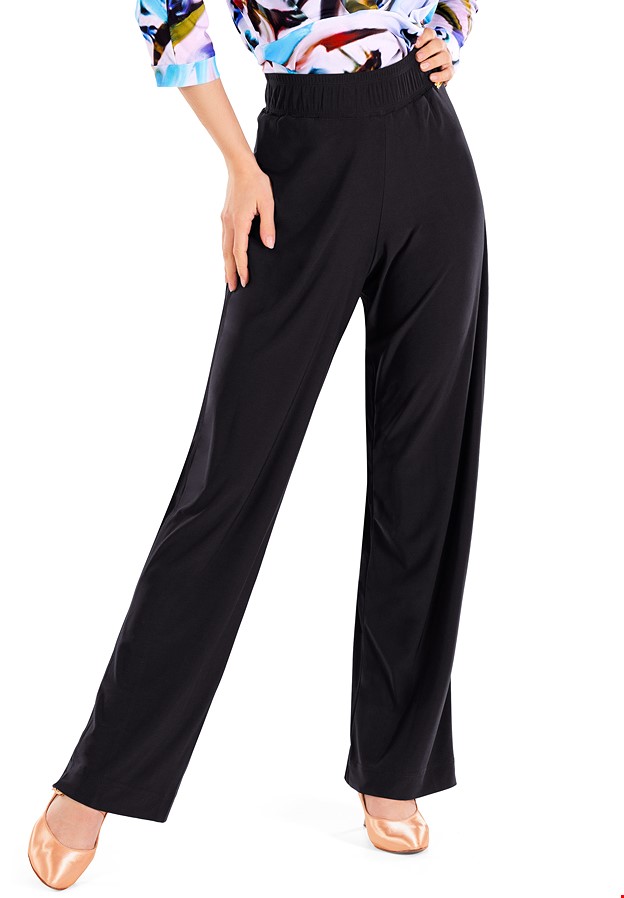 Black royal blue High waist Latin dance pants for women practice dancing  wide-legged pants modern