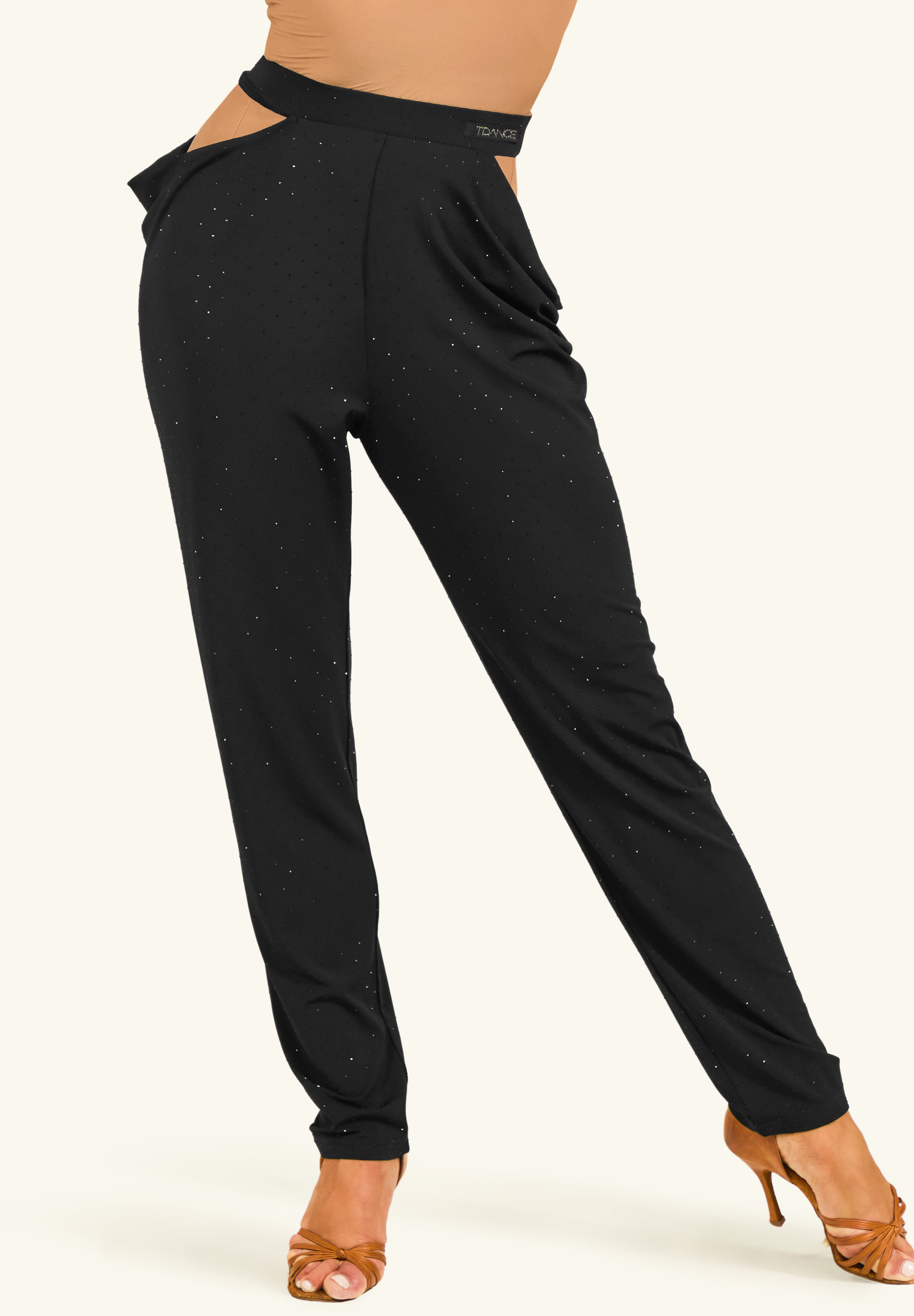 TDANCE Draped Cutout Waist Pants GL-0207-Black