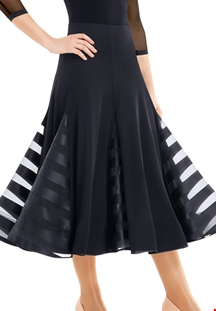 Armando 6 Panel Black Ballroom Skirt 00107-Horizontal Organza