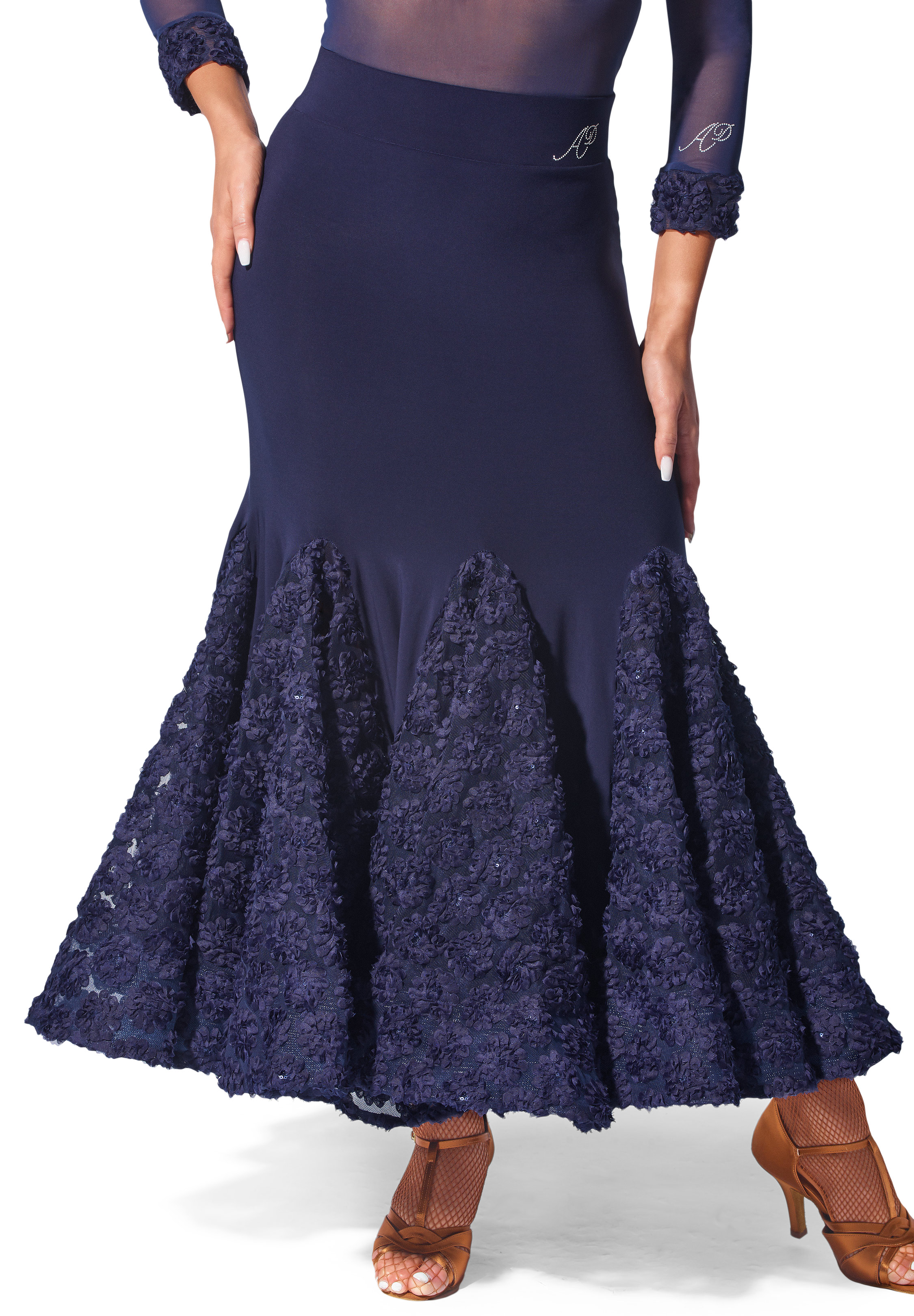 Armando Chic Flower Ballroom Skirt 00058-Navy