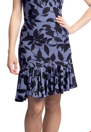 Chrisanne Clover Velocity Latin Dance Skirt-Hematite & Black Print