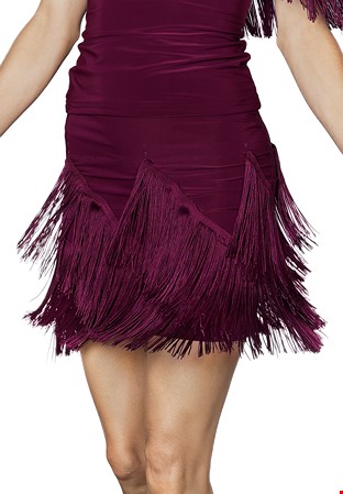 Dance America S2432 - Short Spiral Fringe Skirt-Wine