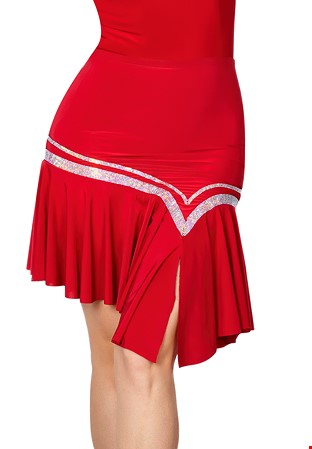 Dance America S2443 - Diagonal Rhinestone Striped Skirt-Red