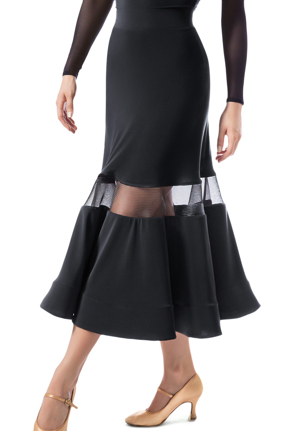 Sasuel Sheer Insertion Ballroom Skirt Bianca | Skirts