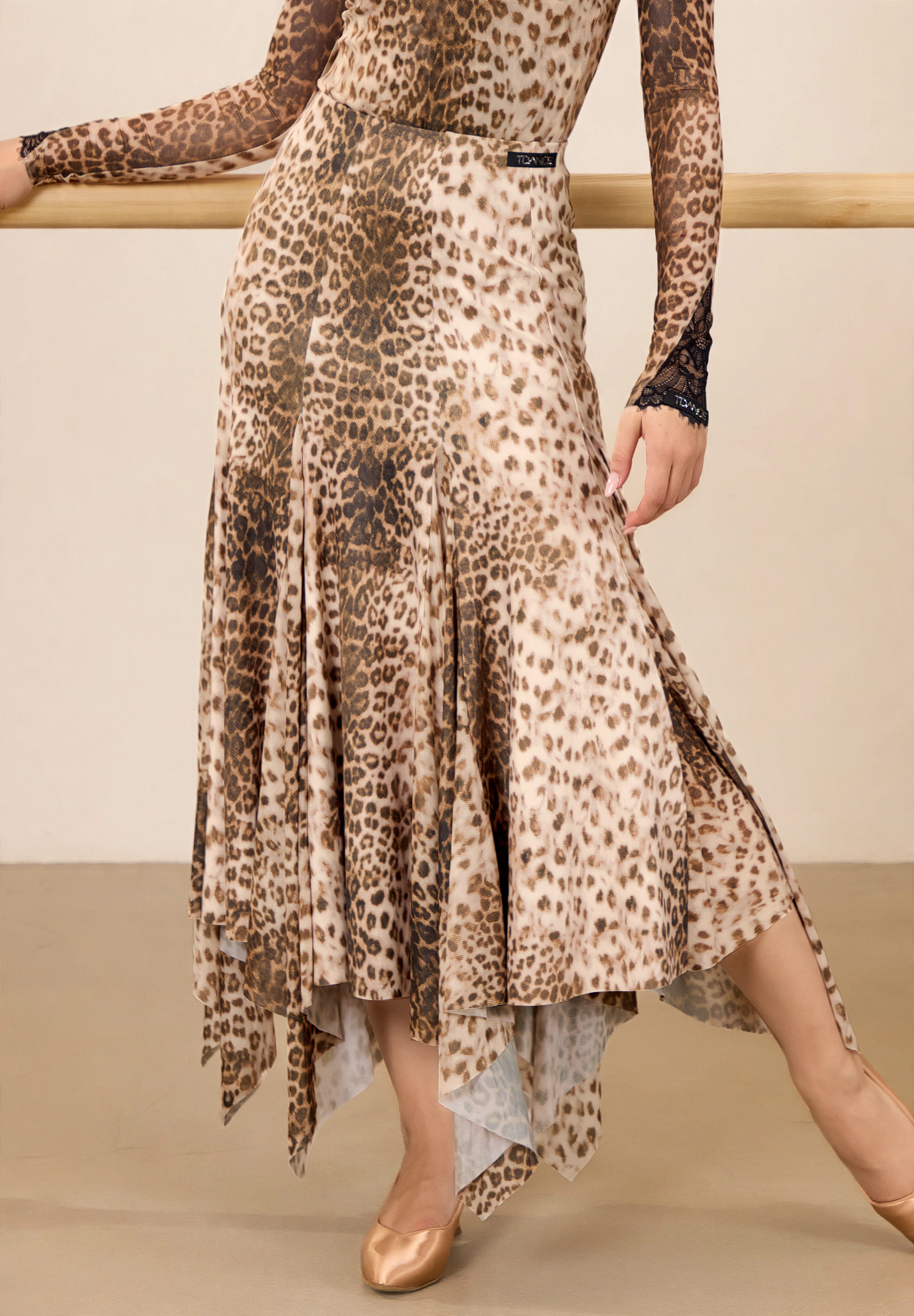 TDANCE Eclipse Flow Ballroom Skirt JM-0385-Leopard Print