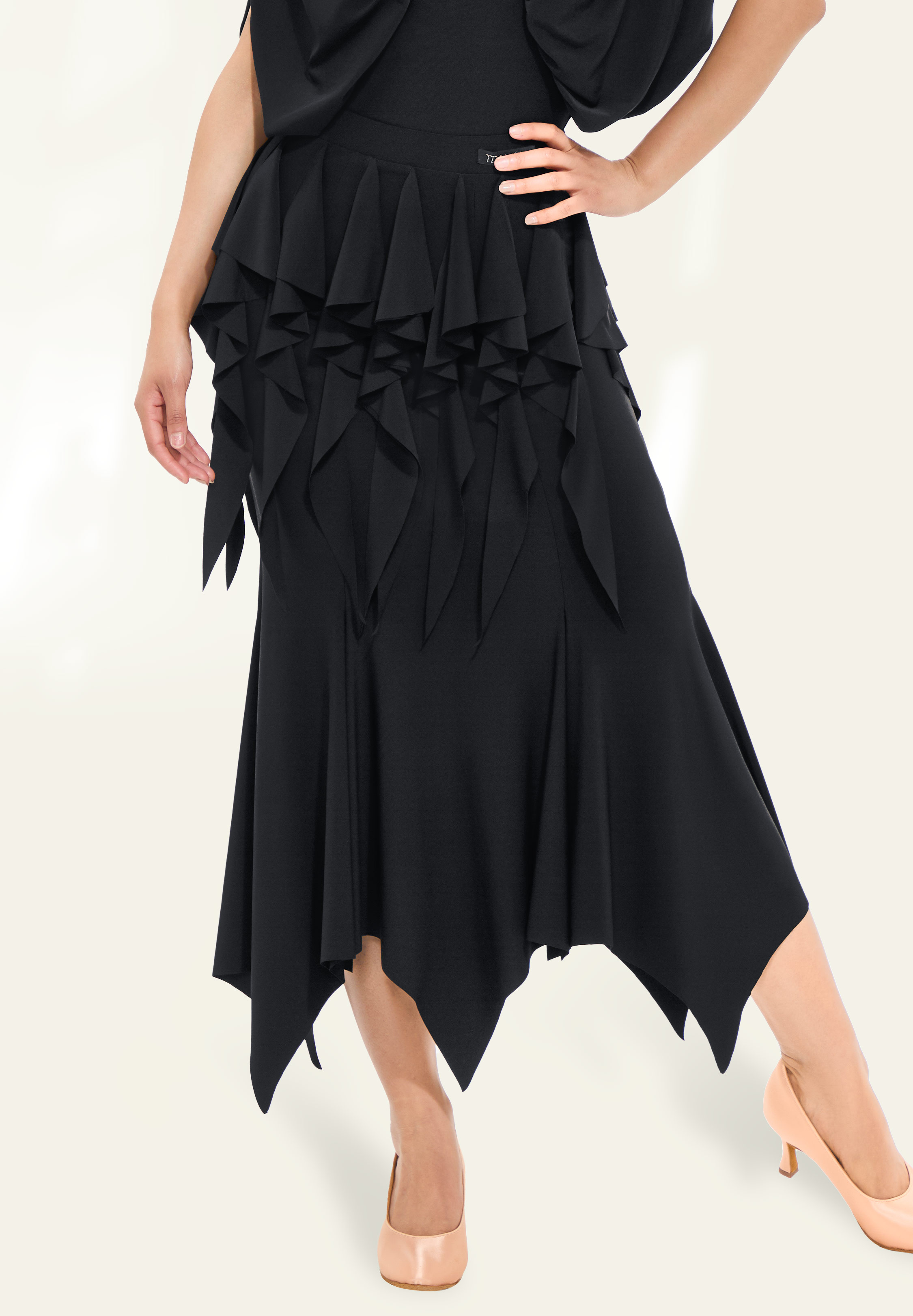 TDANCE Frilly Waist Flutter Skirt JM-0103-Black