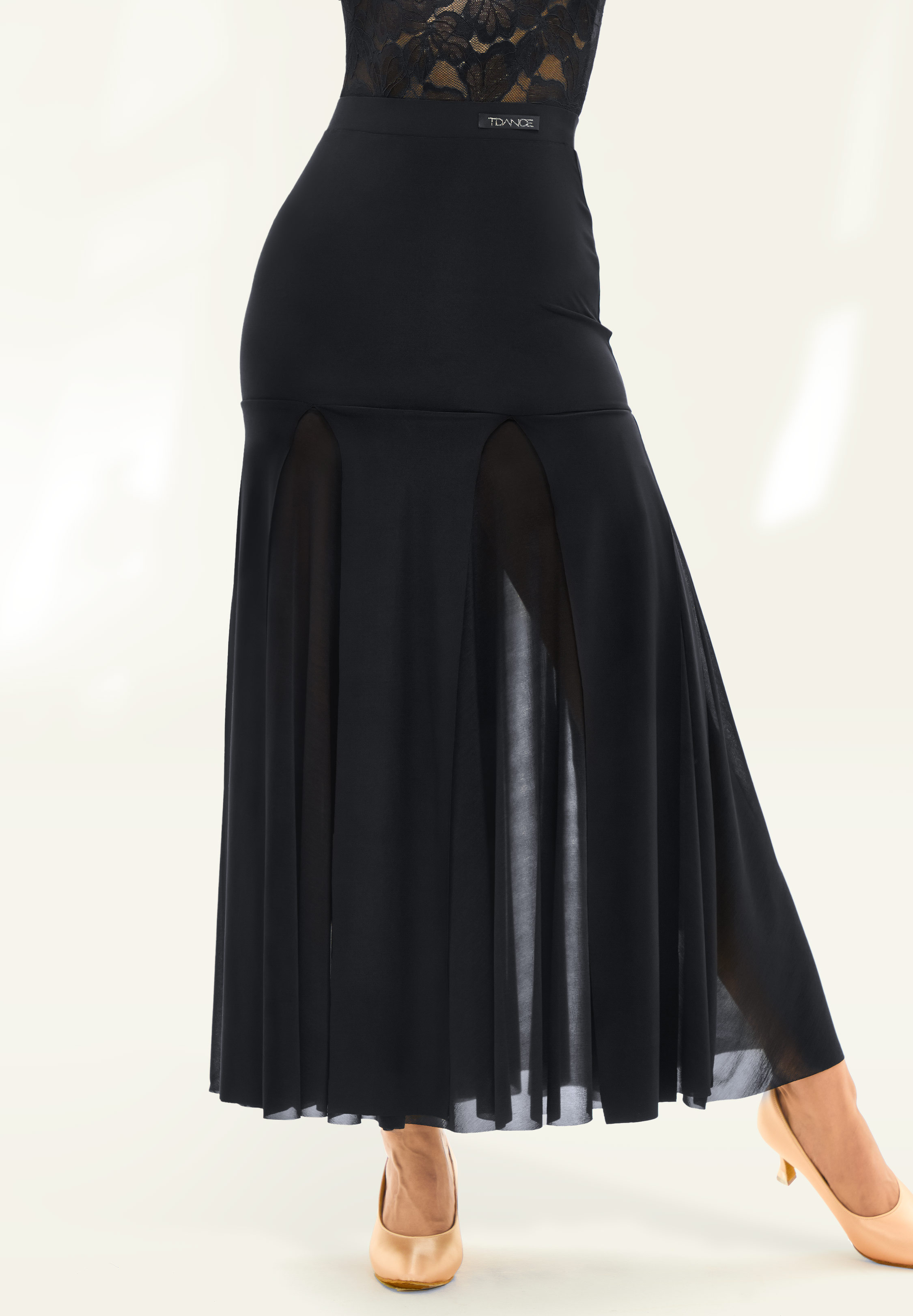 TDANCE Full Sheer Panel Dance Skirt JM-0119-Black