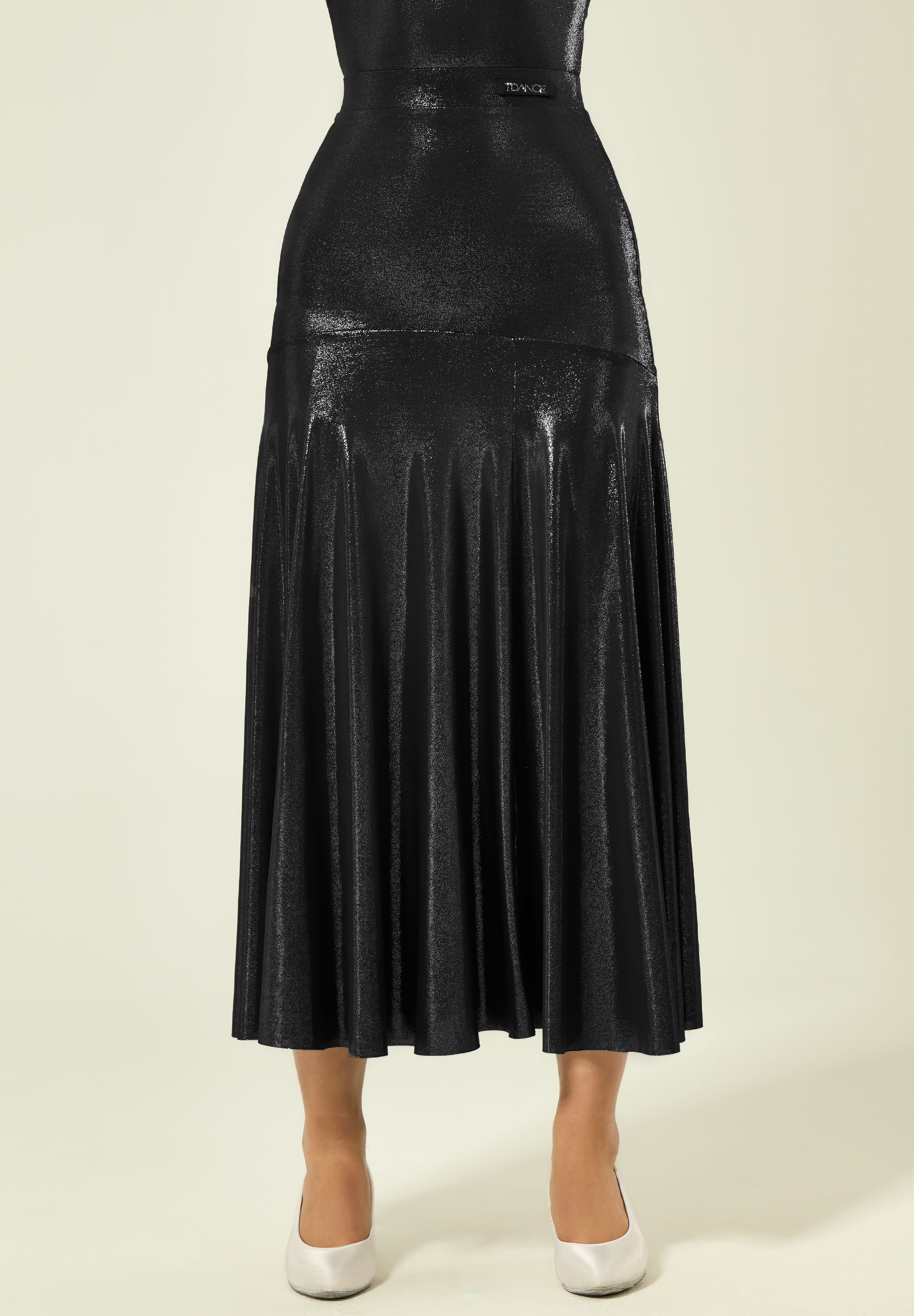 TDANCE Glossy Classic A-Line Skirt JM-0279-Gold Foil Black
