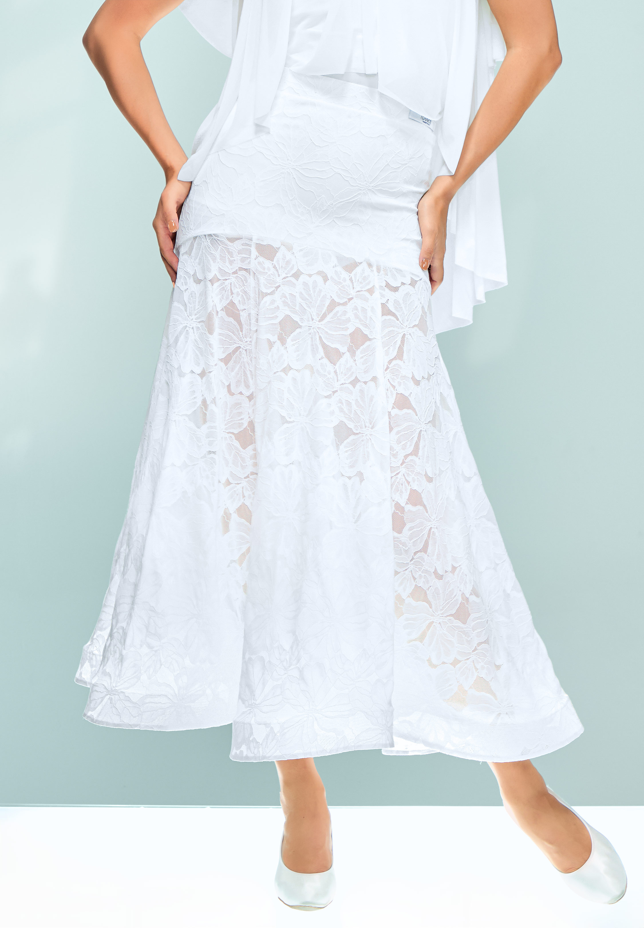 TDANCE Voluminous A-line Dance Skirt JM-0096	-White Lace