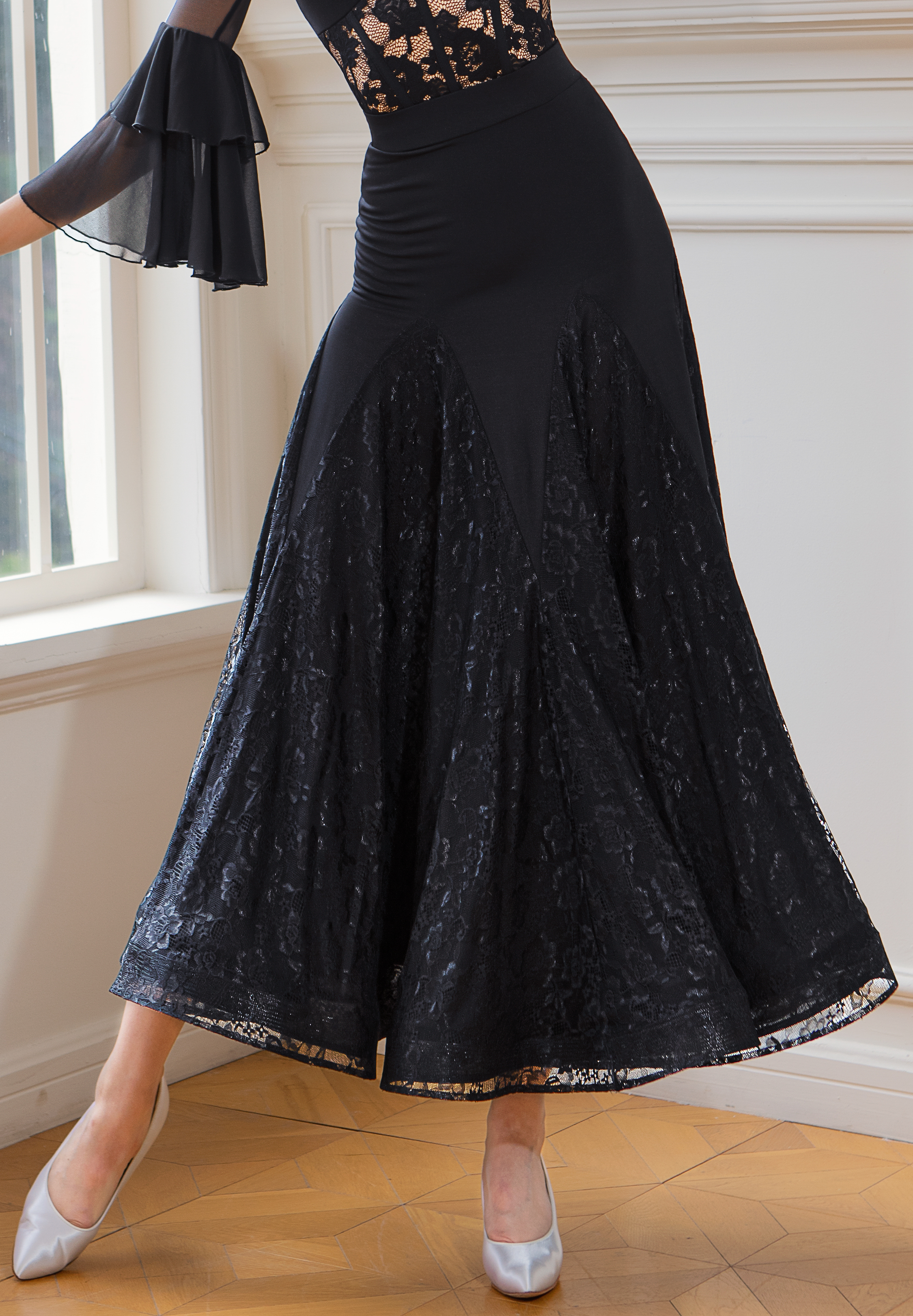 TID Lace Ballroom Skirt S008-Black