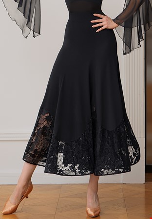 TID Lace Flare Ballroom Skirt S007-Black