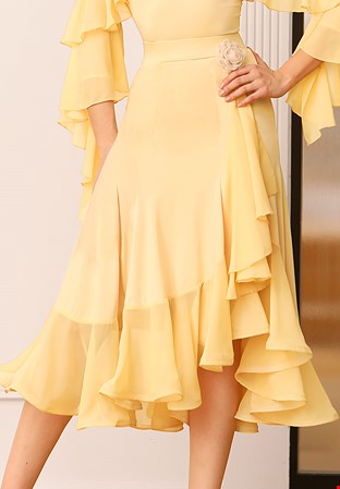 TID Mesh Frill Ballroom Skirt S005-Yellow