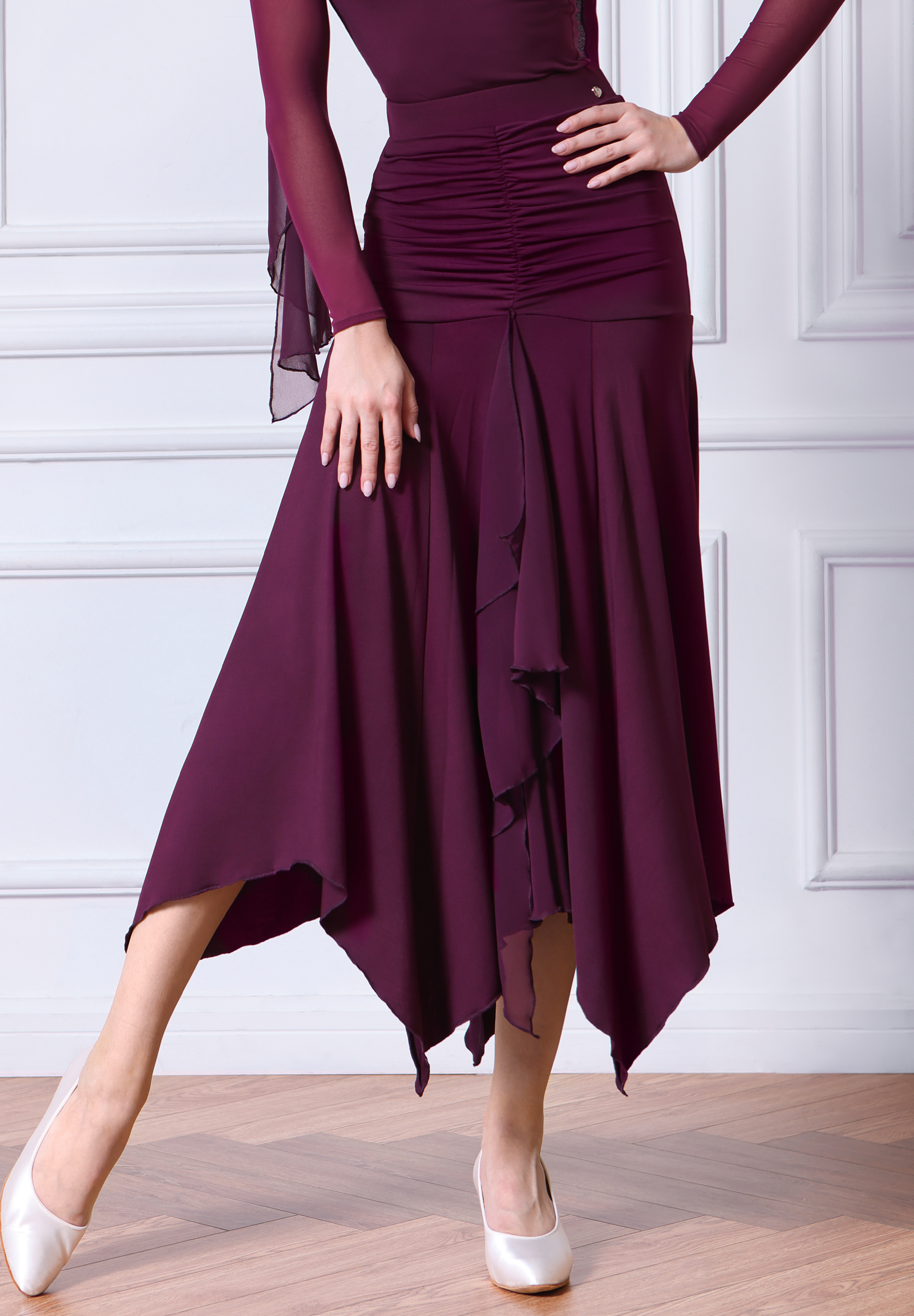 TID Ruched Handkerchief Practice Skirt S027-Purple