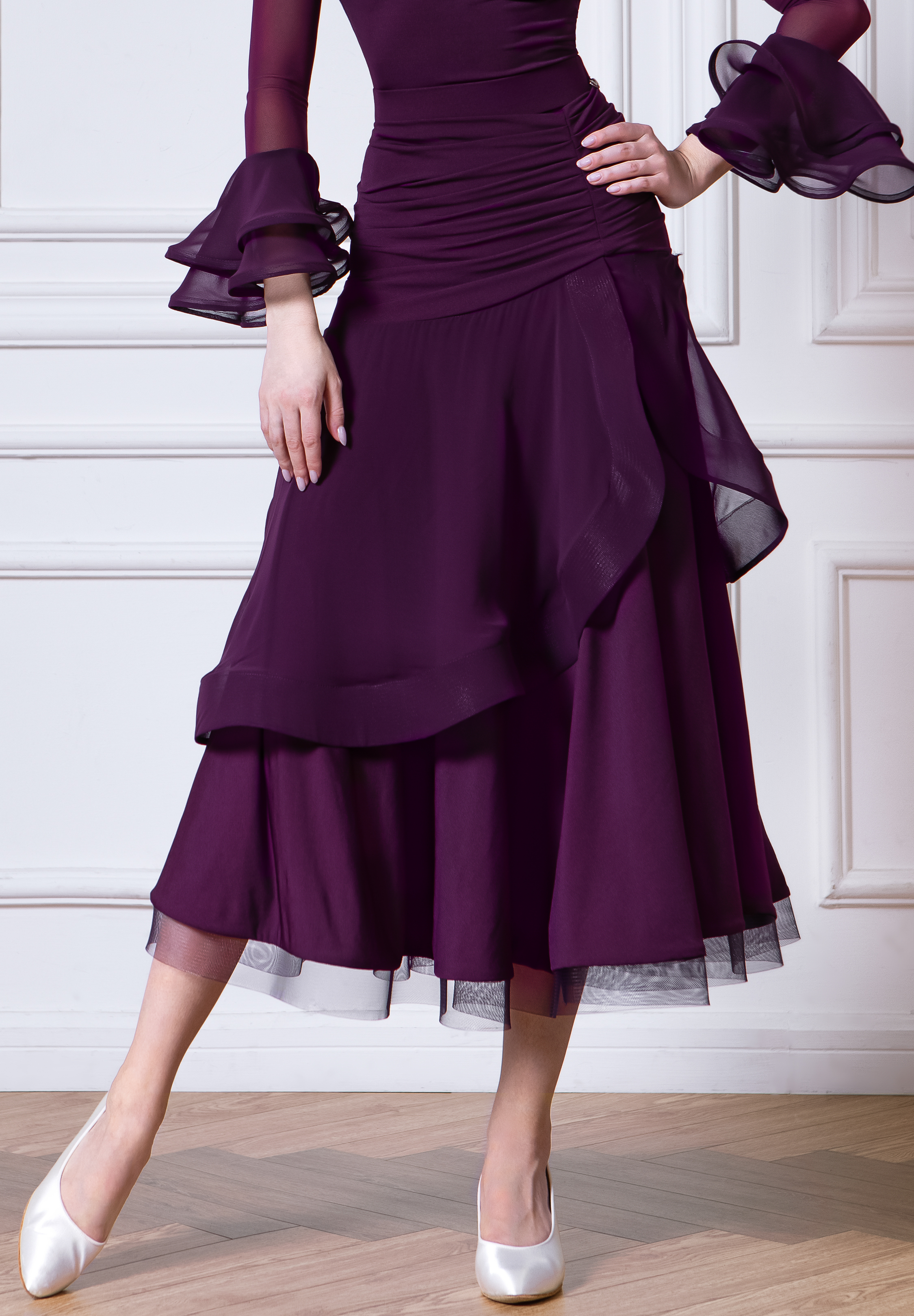 TID Frilly Ruched Practice Skirt S028-Purple