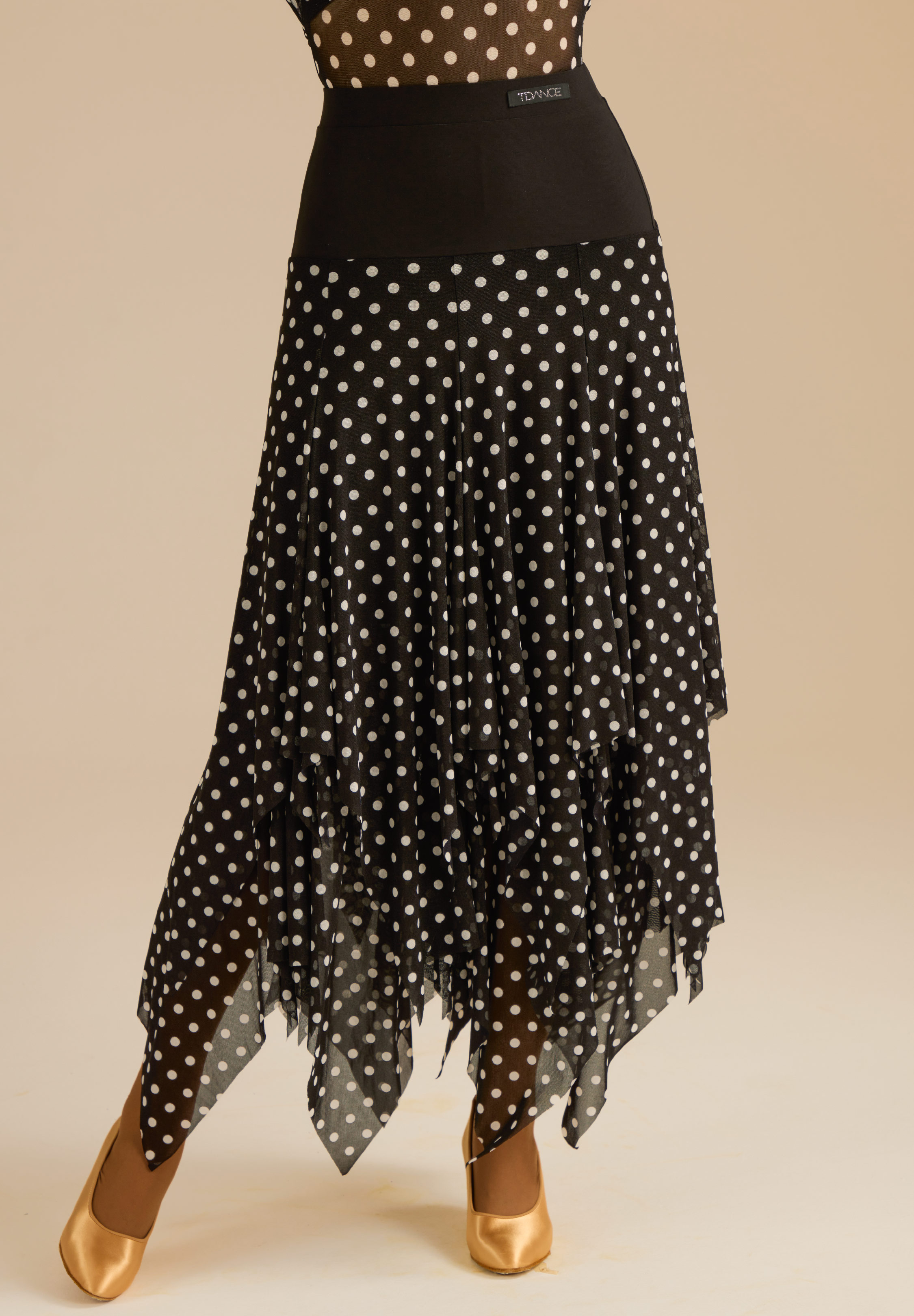 TDANCE Vintage Sway Ballroom Skirt JM-0331-Black/Dots