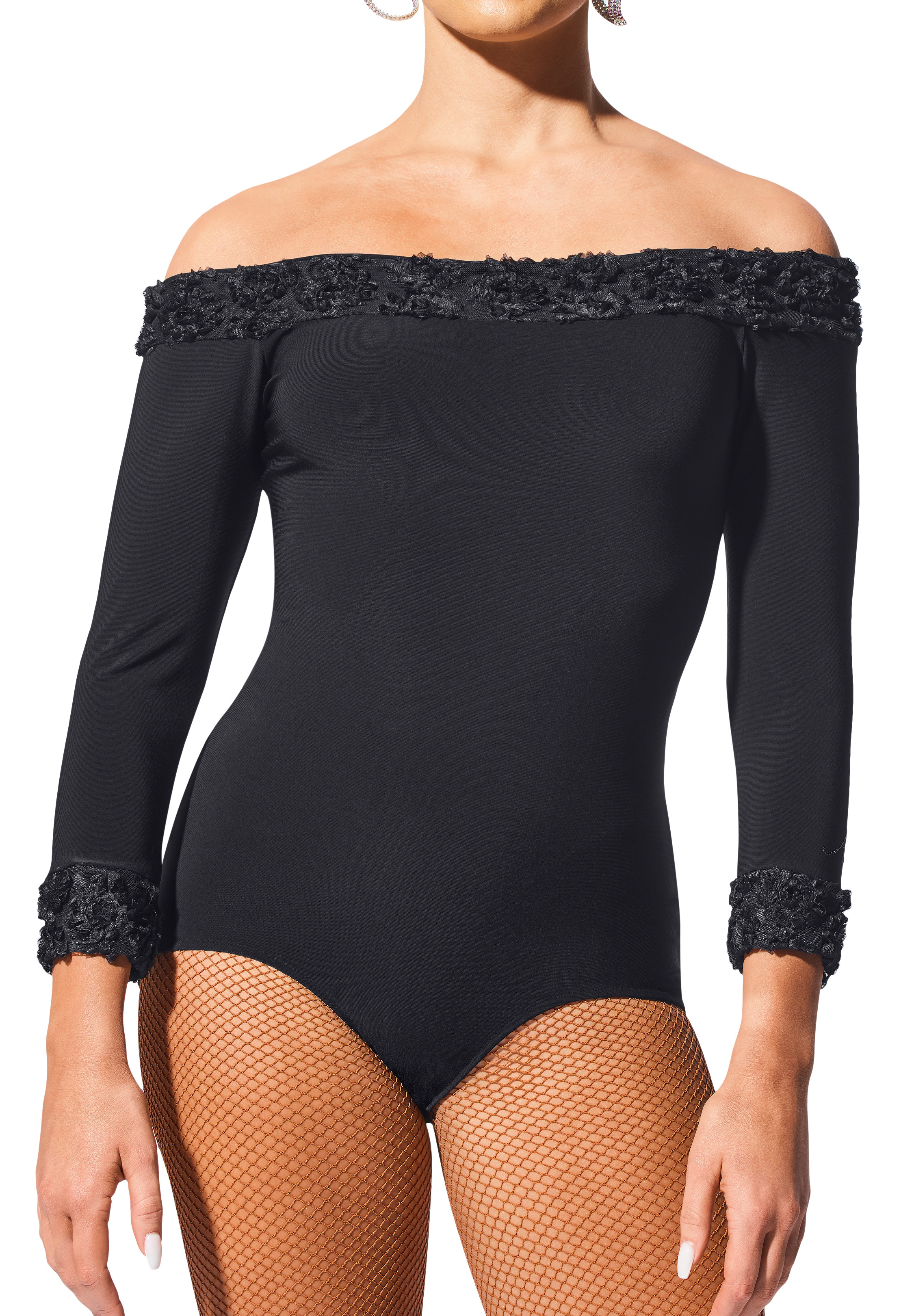Armando Flower Neckline Dance Body 00113-Black