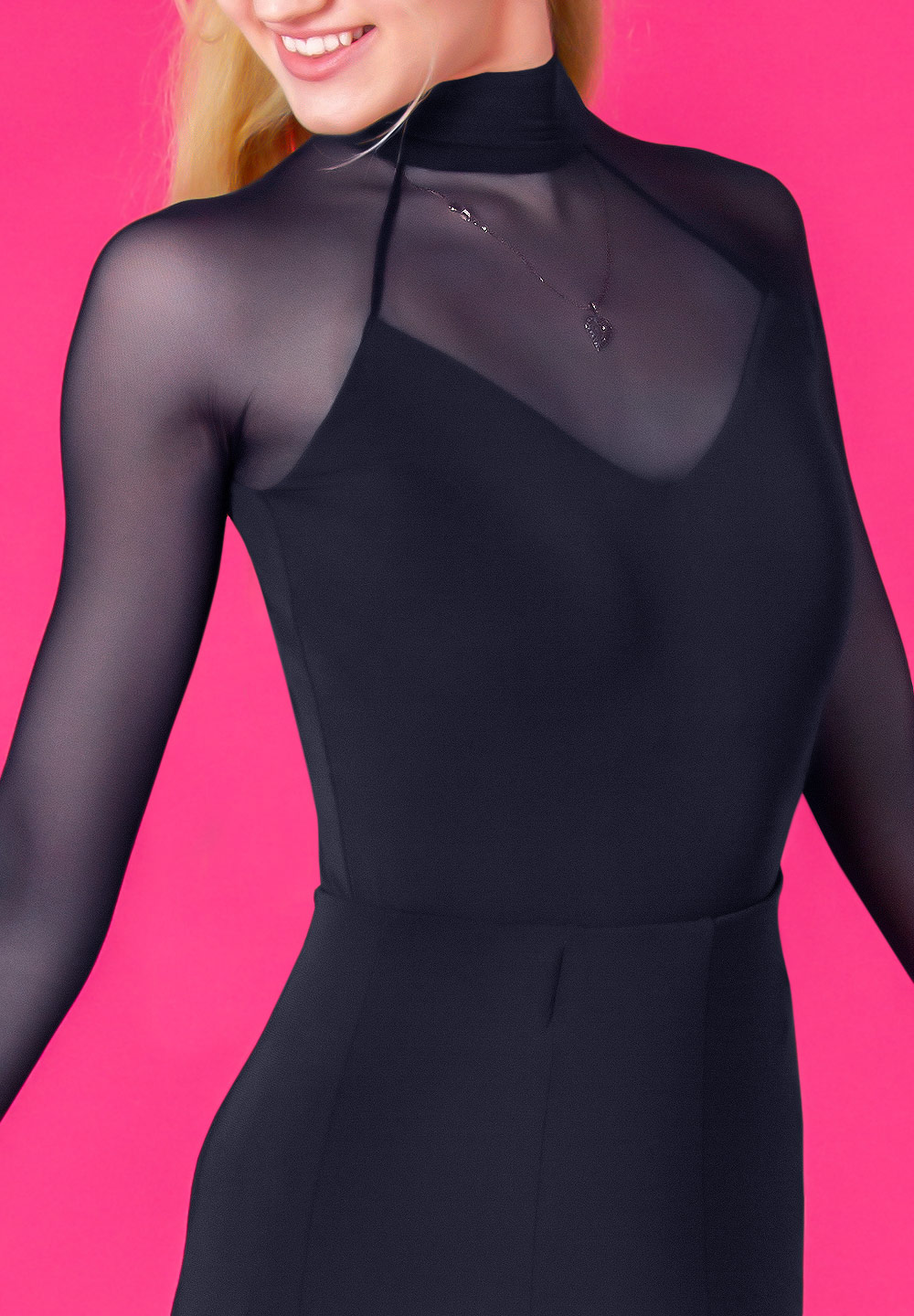 DSI Louisa Polo Neck Bodysuit 3726-Black Crepe