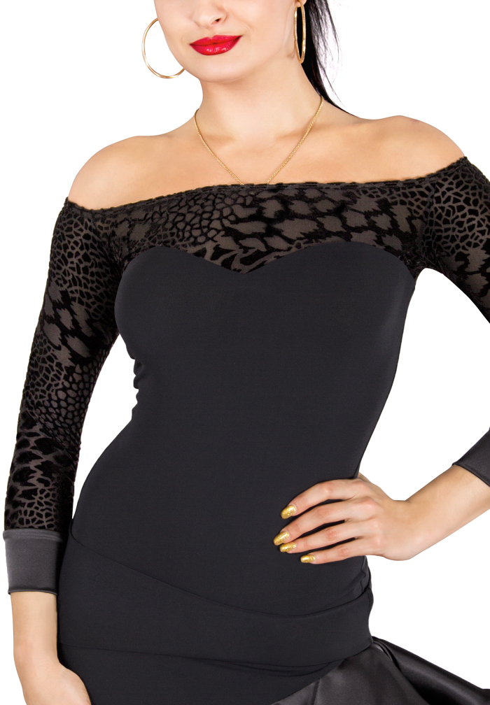 DSI Nataliya Dance Top-Black Flock 3229