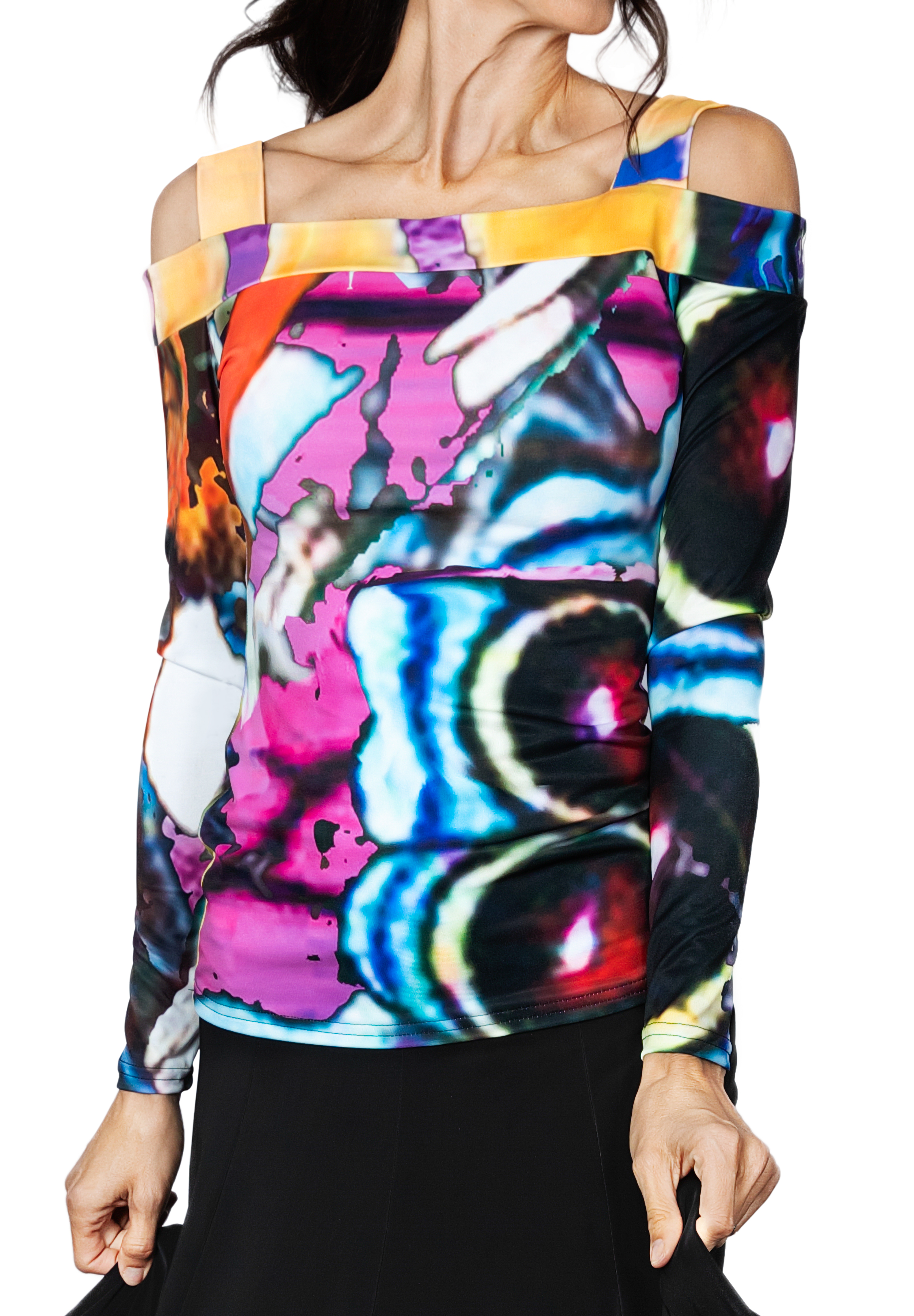 Dance America T2403 - Cold Shoulder Box Top-Print