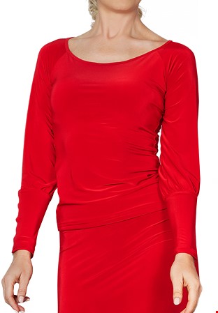 Dance America T2404 - Gold Circle Embellished Top-Red