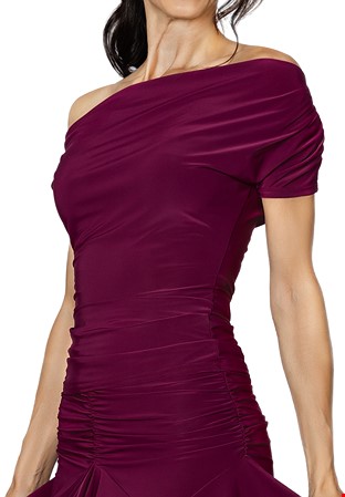 Dance America T2406 - Cap Sleeved Top w/ Draped Yoke-Wine