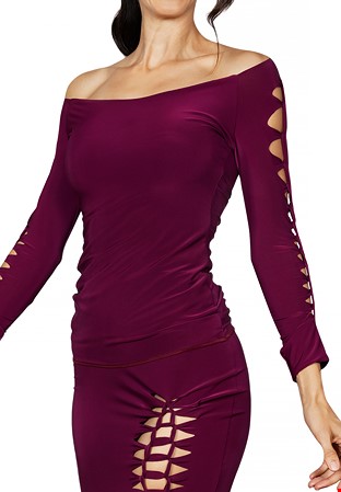 Dance America T2408 - Simple Crochet Top-Wine