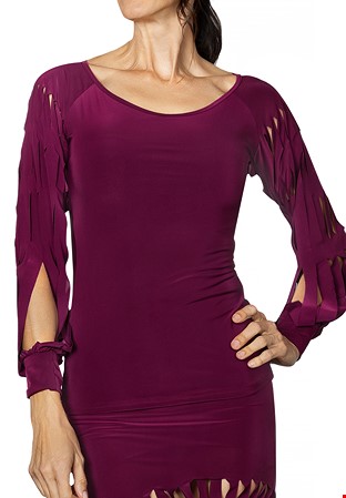 Dance America T2415 - Top w/ Band Cut Sleeves-Wine