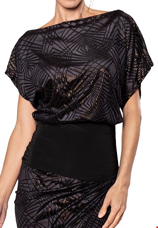 Dance America T2423 - High Waisted Copper Top-Black with Copper