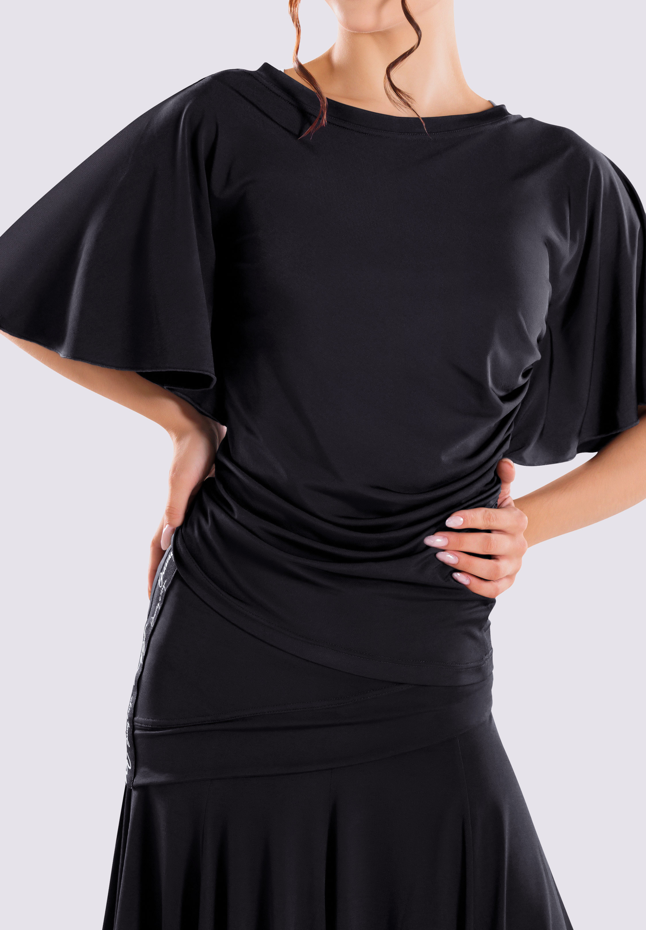 Maly Women’s Anabella Batwing Dance Shirt JL231101-Black