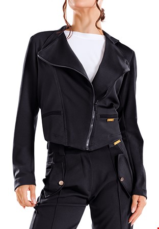 Maly Women’s Sporty Lapel Jacket B231301-Black